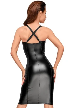 ♥ Powerwetlook Kleid mit Elastischen Einsätzen in Der Hüfte und Brustbereich F180 ♥