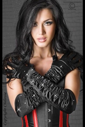 ♥ Schwarze Strass-Handschuhe Cr3221 von Chilirose ♥ kaufen | Fesselliebe